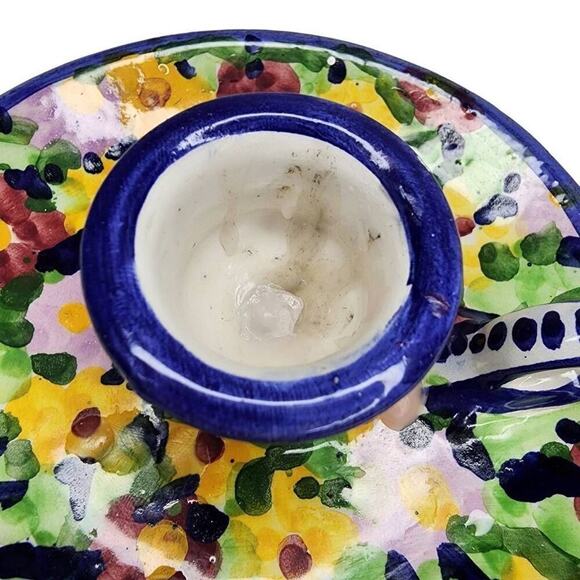 Home Accents Candle Holders, Portuguese Hand Painted Ceramic Candlestick Tray - Picture 2 of 8